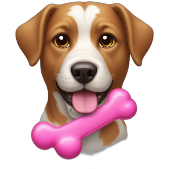 dog with pink toy bone emoji