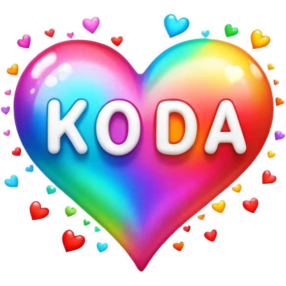 The word Koda exploding with hearts emoji