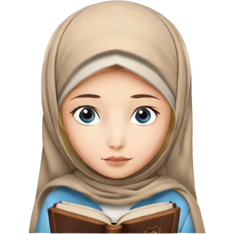 Turkish konya blonde Hijabi girl with blue eyes reading quran beautiful finish  emoji