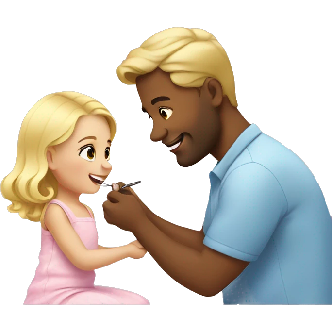 blonde babydaughter gives blonde dad a manicure emoji