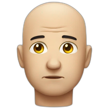 Bald guy with sad face emoji