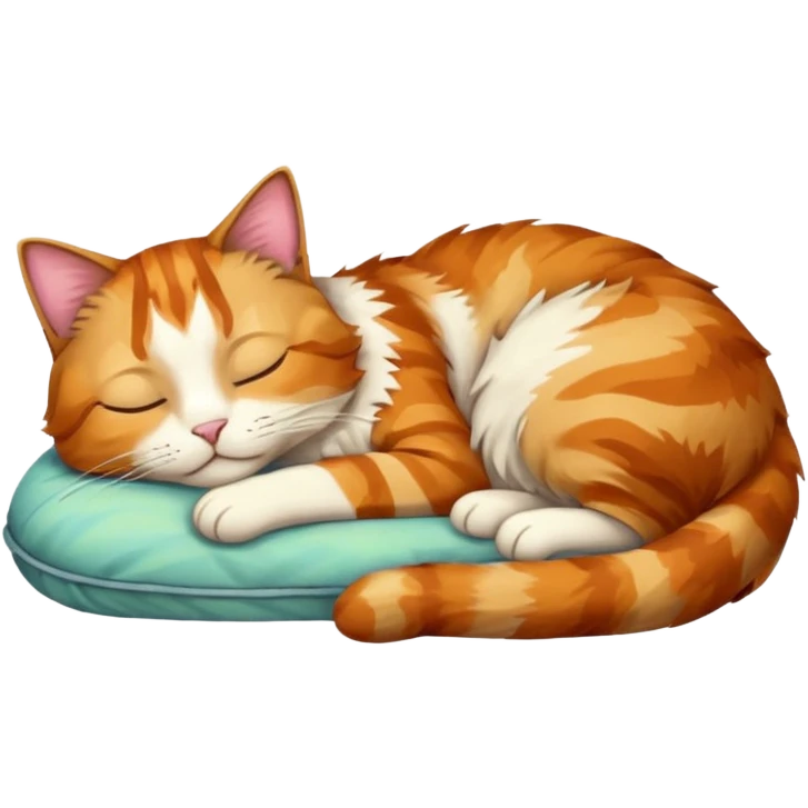 full body colourful light patched calico tabby cat sleeping emoji