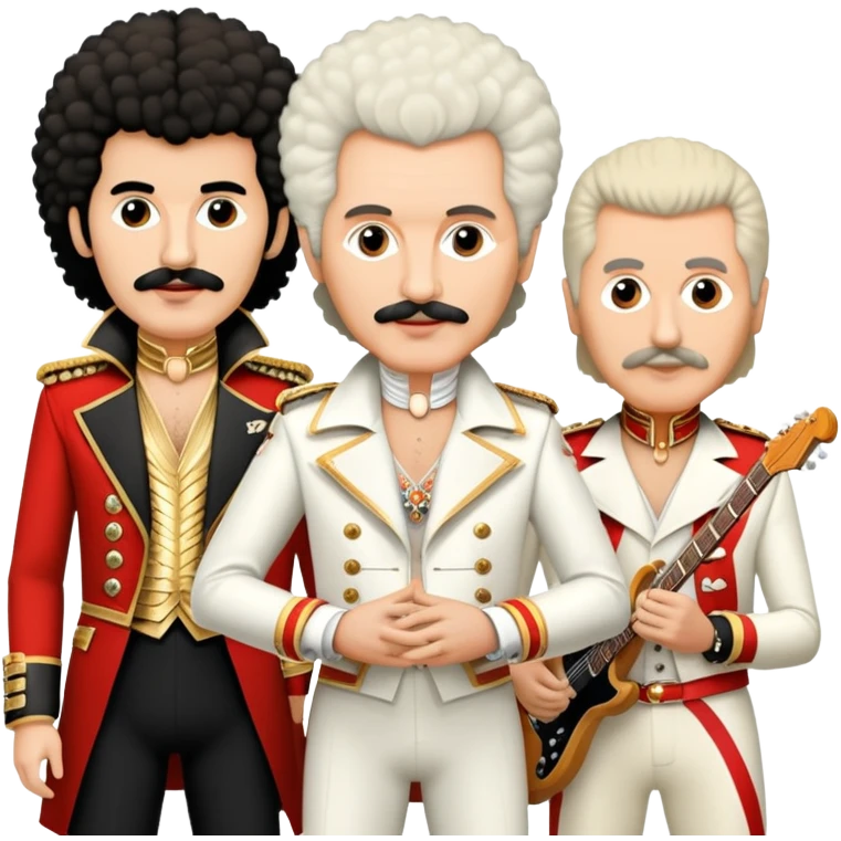 Queen band with Freddie Mercury, Brian May, Roger Taylor, and John Deacon emoji