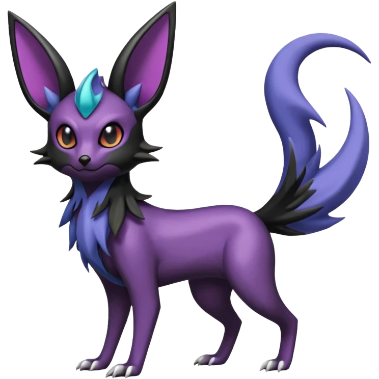 Shiny Noibat-Noivern-Mightyena-Espeon-Umbreon-Fakémon-hybrid-creature (full body)  emoji
