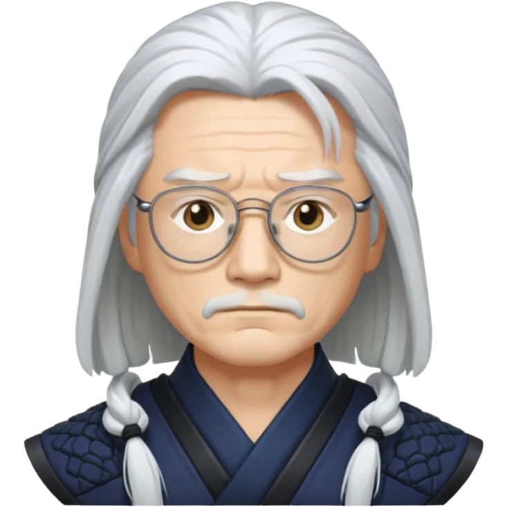 samurai, slim, long white hair , glasses emoji