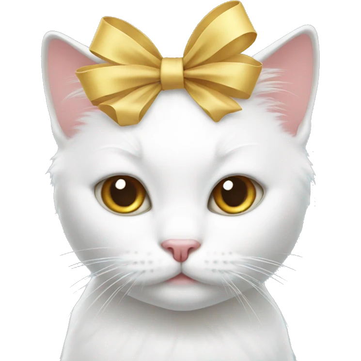 white cat with a bow  emoji
