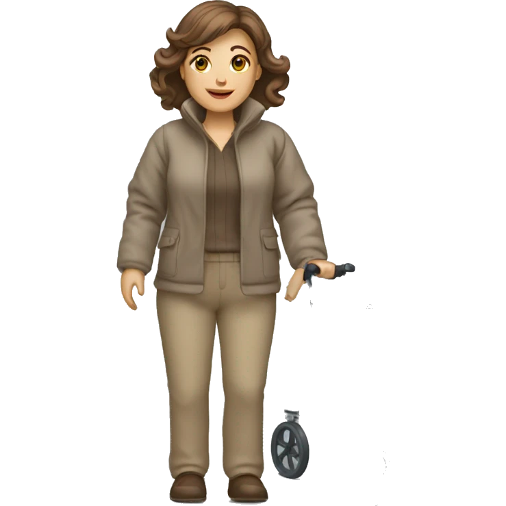 White brown haired woman with walker emoji