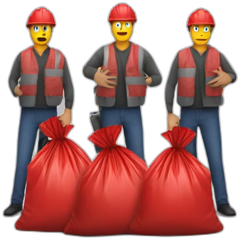 3 Man with red garbage bag in the bag danger logo emoji