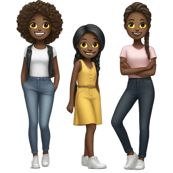 smiling girls with stylish outfits emoji