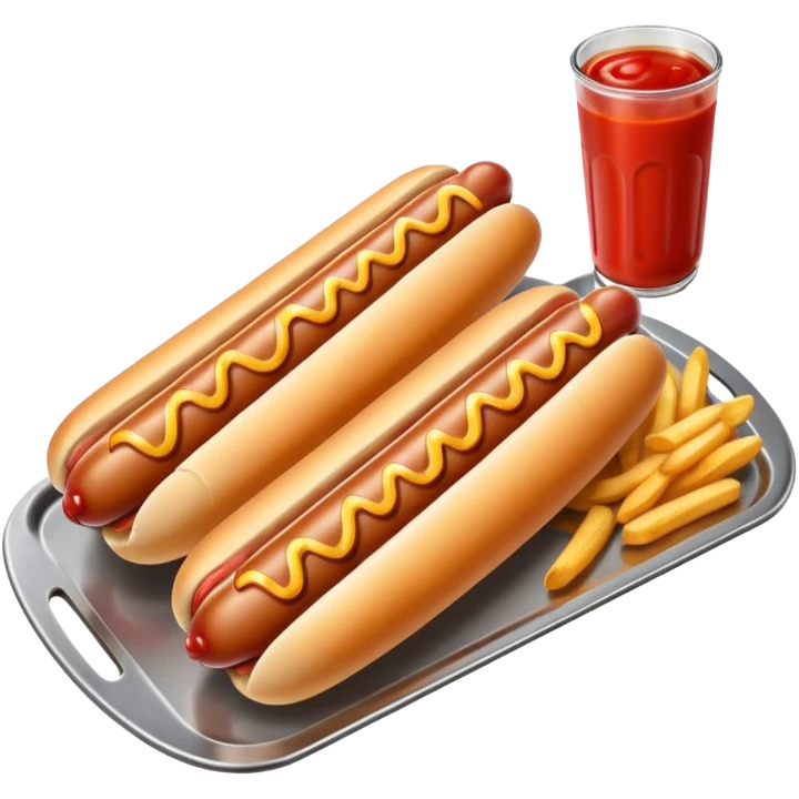 hot dog with french fries and ketchup on a tray emoji
