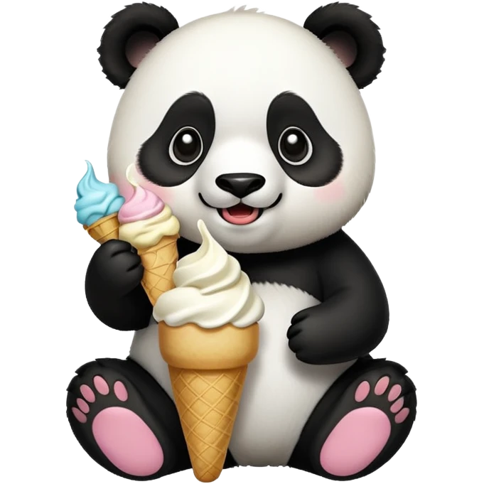 Panda eating ice cream emoji