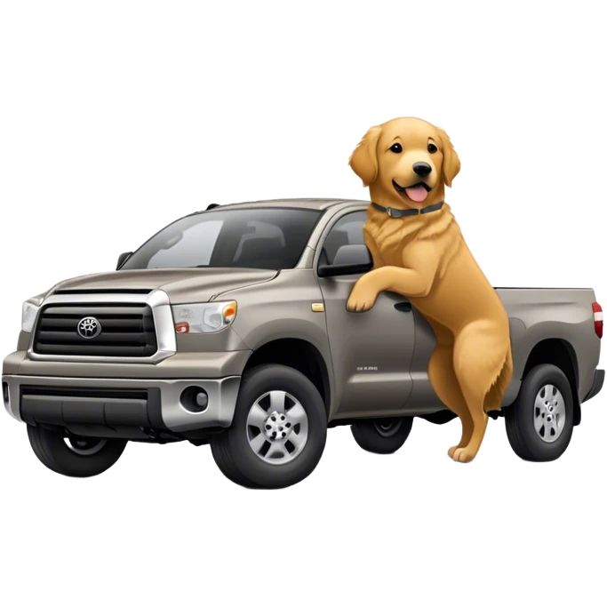 Gray 2008 Toyota tundra with golden retriever  emoji