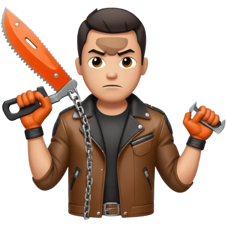 Ashy slashy with chain saw on his right hand emoji