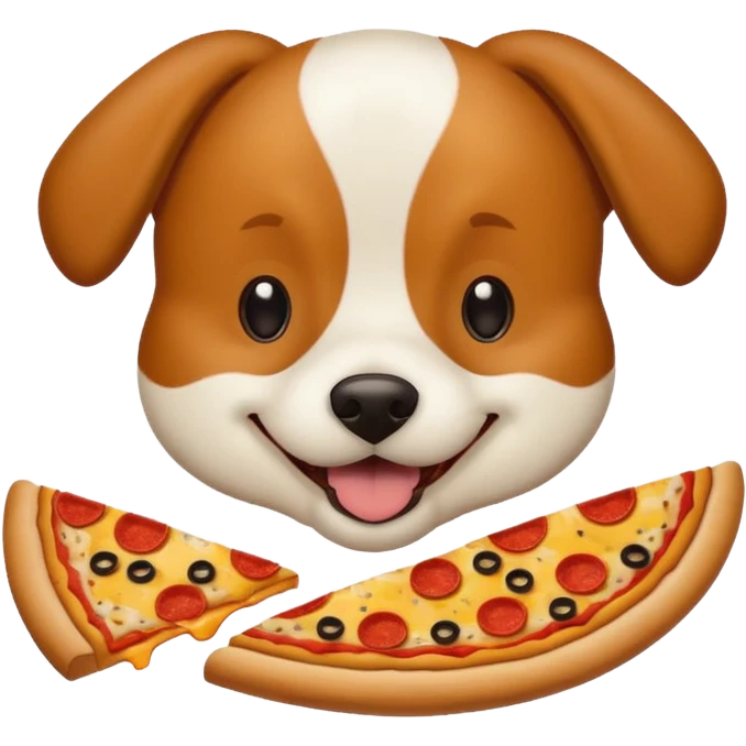 The dog is eating a pizza at the moment. emoji
