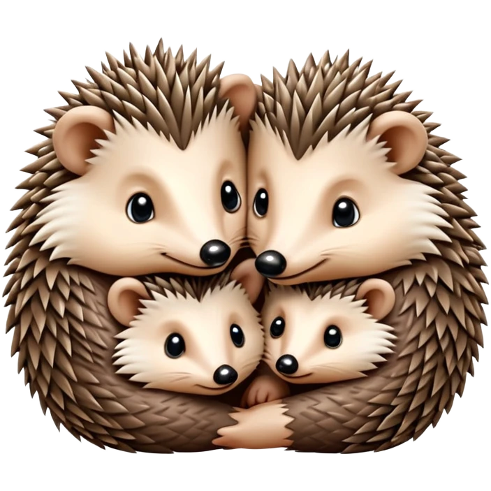 THREE hedgehogs cuddling cutely THREE emoji