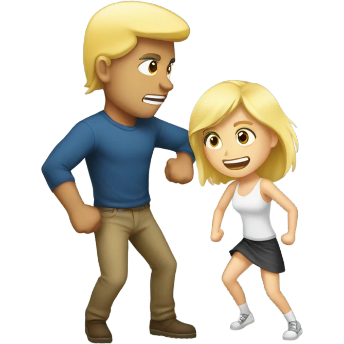A man and blond girl fighting emoji