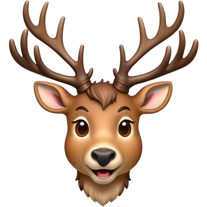 Cinematic Comical Deer Portrait Emoji, Head tilted dramatically with an exaggeratedly amused expression, featuring a sleek dappled Fur and whimsically contorted antlers, wide, expressive eyes filled with playful disbelief, Simplified yet hilariously expressive features, highly detailed, glowing with a slightly sassy glow, high shine, dramatic yet playful, stylized with an air of cheeky woodland mischief, bright and endearing, soft glowing outline, capturing the essence of a spirited and over-the-top deer, so meme-worthy it feels like it could side-eye its way into forest folklore instantly! emoji