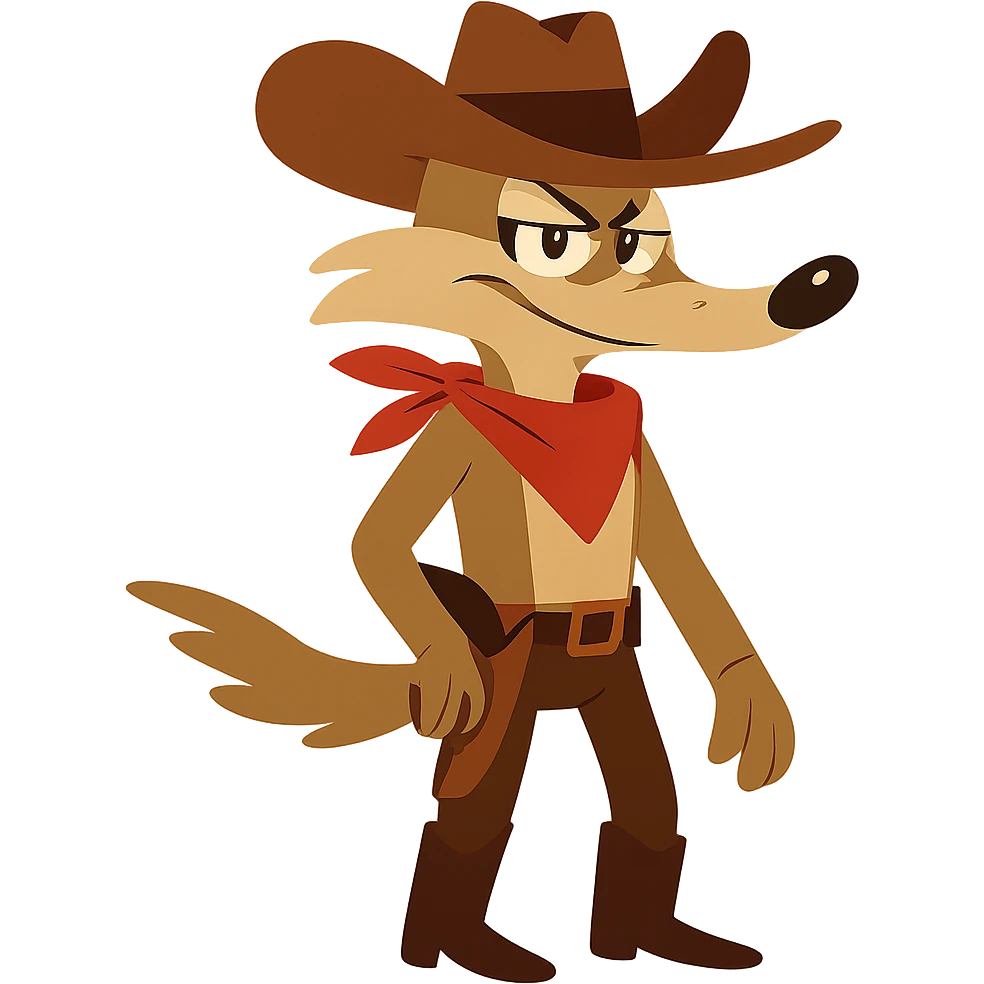 flat toon coyote cowboy emoji