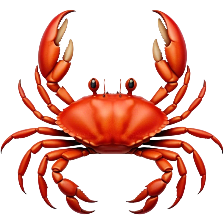 Cinematic Realistic Noble Crab Portrait Emoji, Poised and commanding, with a robust, angular build and a vividly red, textured exoskeleton naturally forming a distinctive face with expressive eyes, rendered in lifelike detail with realistic sandy accents, high shine, intelligent and resolute, styled with an air of coastal authority, focused and attentive, soft glowing outline, capturing the essence of a watchful and confident crab that appears ready to scuttle out of the screen with effortless power! emoji