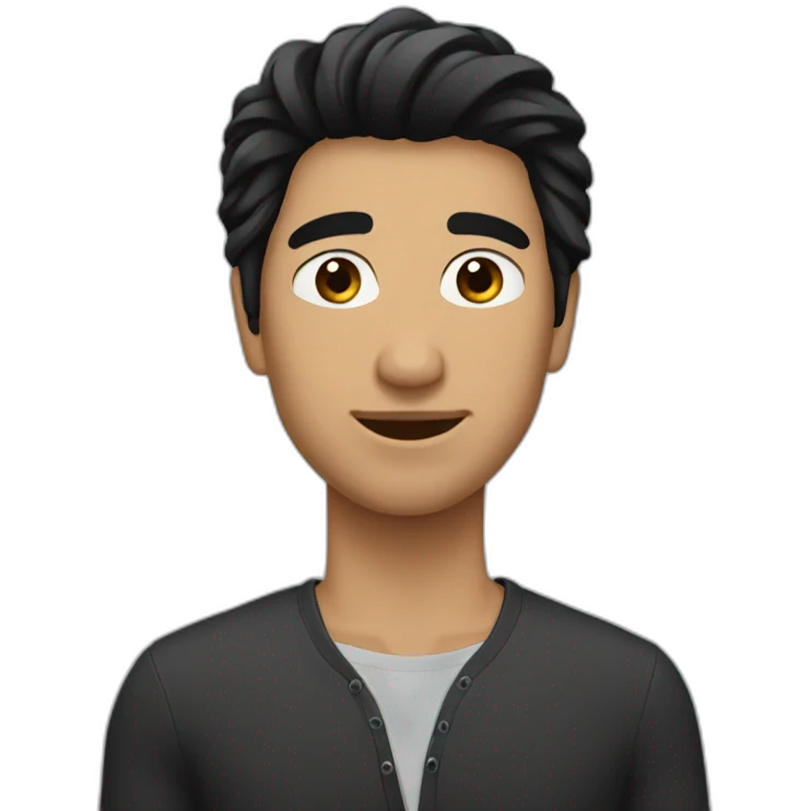 Asían man black hair mordern haircut emoji