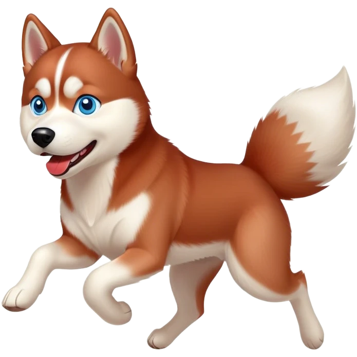 Red Siberian husky with blue eyes running playfully emoji