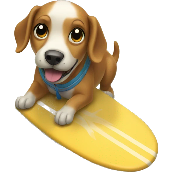 Dog at the beach surfing emoji