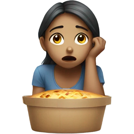 sad girl who is hungry and waiting for food emoji