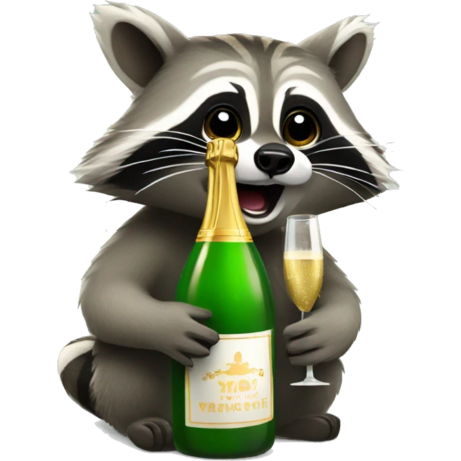 Raccoon Popping Champagne Bottle emoji