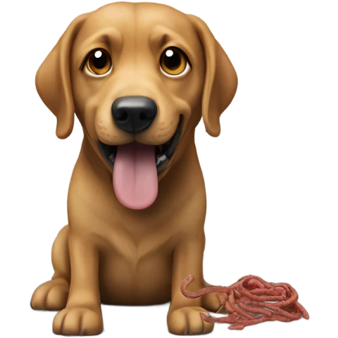 Dog that is made out of worms, giving advice to an anamorphic refrigerator  emoji
