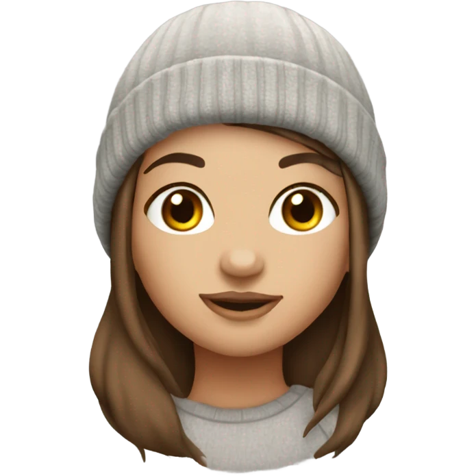 Beautiful brown haired tattooed girl wearing a beanie emoji