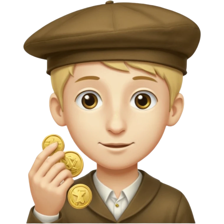 Long nose jewish boy with a jewcap stealing gold emoji