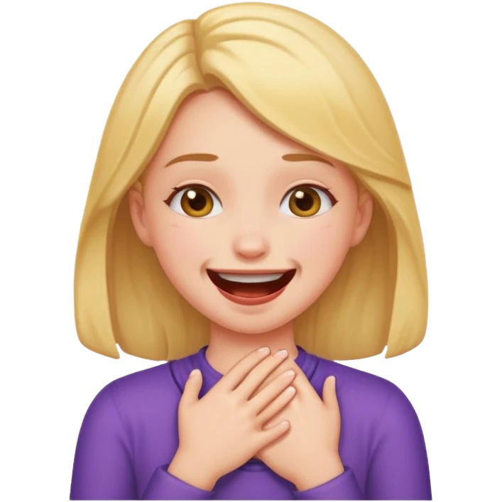 girl choking herself smiling  emoji