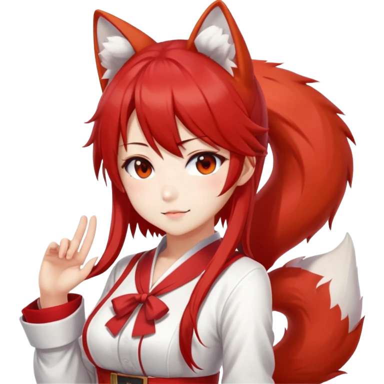Azur Lane Akagi kitsune girl with red and white outfit and multiple fox tails emoji