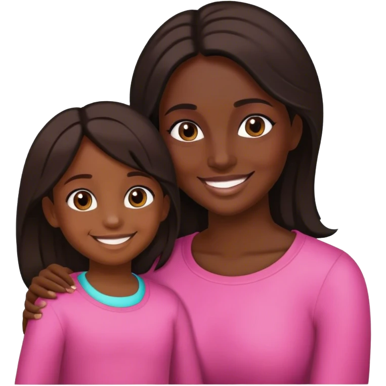 Mother dark skin, daughter emoji