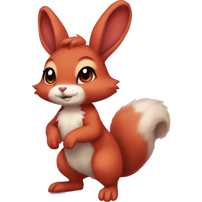 Anthro Sona Fakemon Full Body Red Rabbit Squirrel Chibi Cute  emoji
