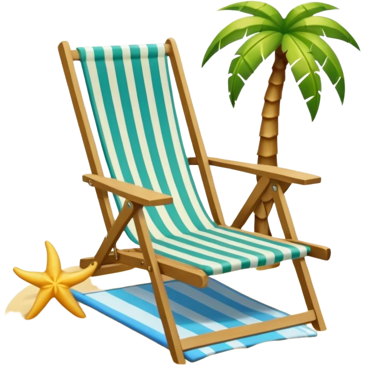 silla de playa y palmeras sol y olas emoji