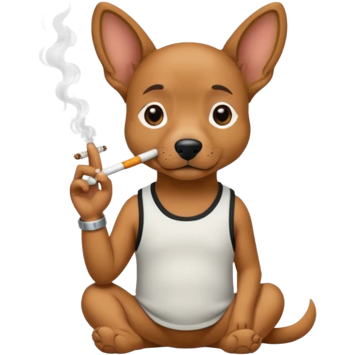 Dog wearing a tank top smoking a cigarette  emoji