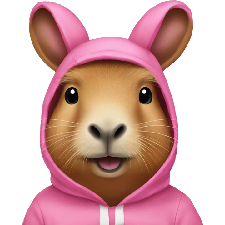 Capybara in a pink bunny costume  emoji