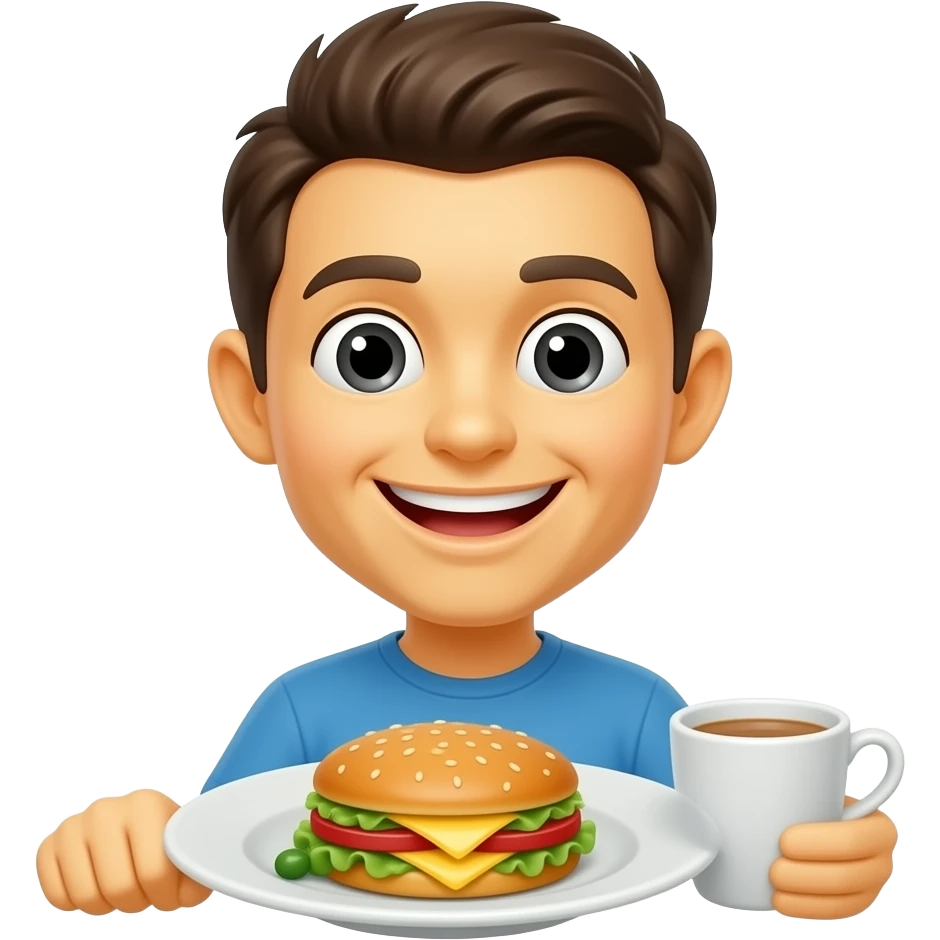 Yellow smiley emoji with good morning breakfast emoji