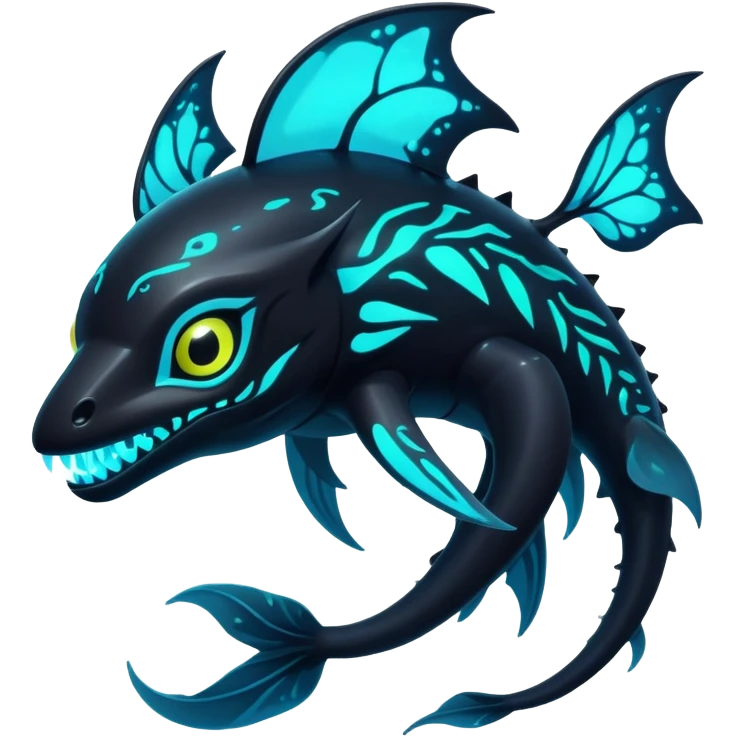Black Dark Exotic Tropical Nocturnal Neon-glowing Abyssal Nightly Abyss-Fakémon-Creature emoji
