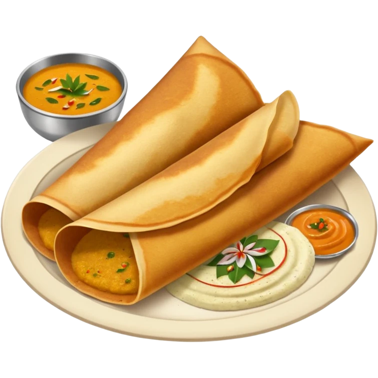 South Indian dosa with Sambhar and coconut chutney emoji