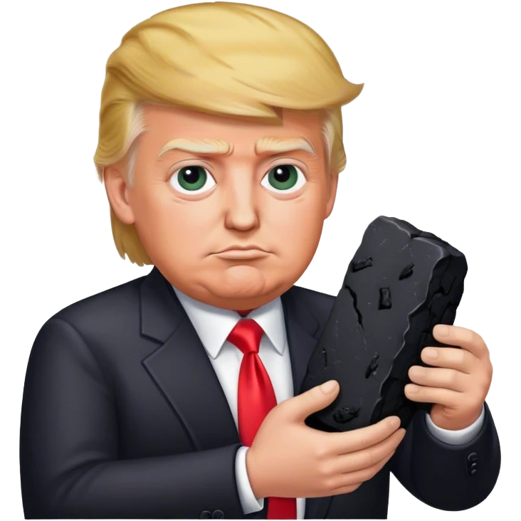 Trump holds coal in his hands emoji