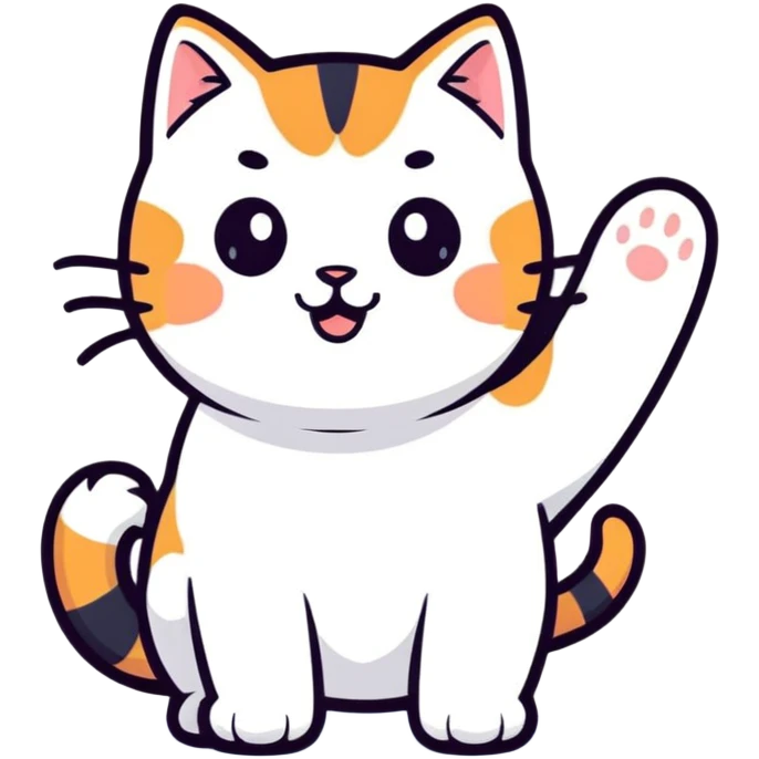 a cute cat waving emoji
