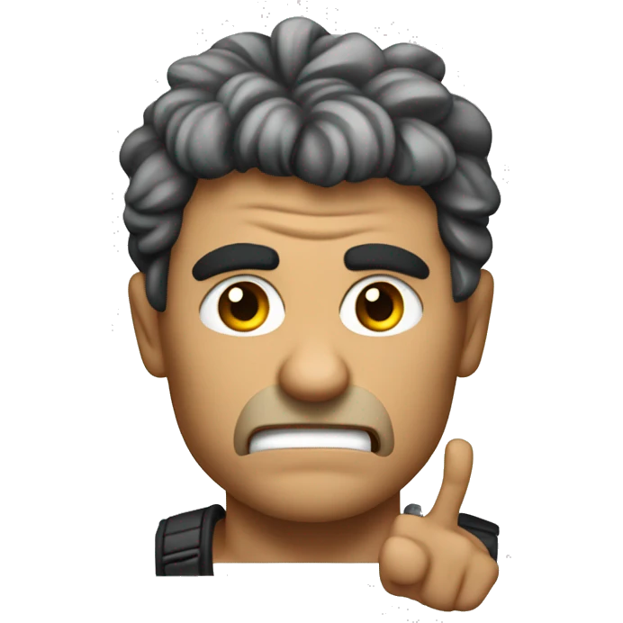 create an evil Looking standing rambo who points his finger forward emoji