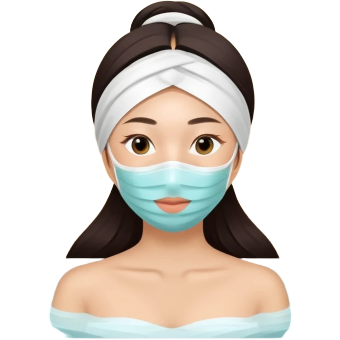 Lady with face mask spa beauty full face relaxing emoji