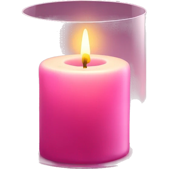 Pink candle inside glass with warm light emoji