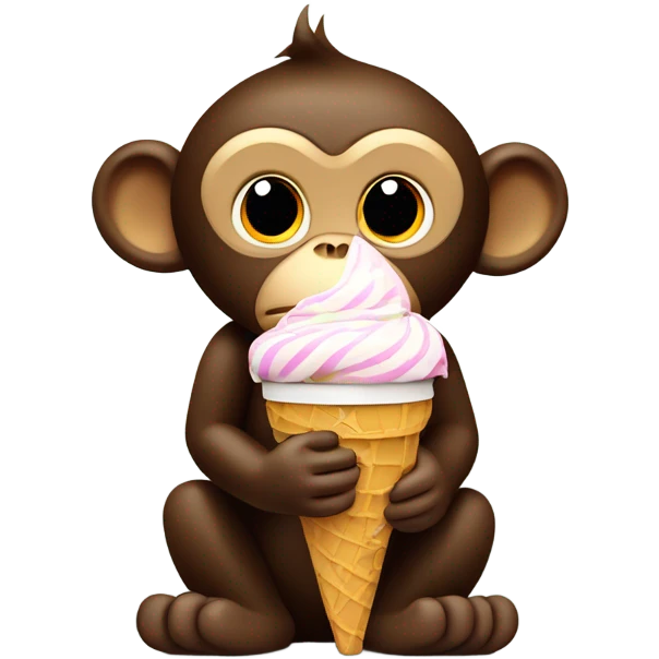 Monkey with ice cream emoji
