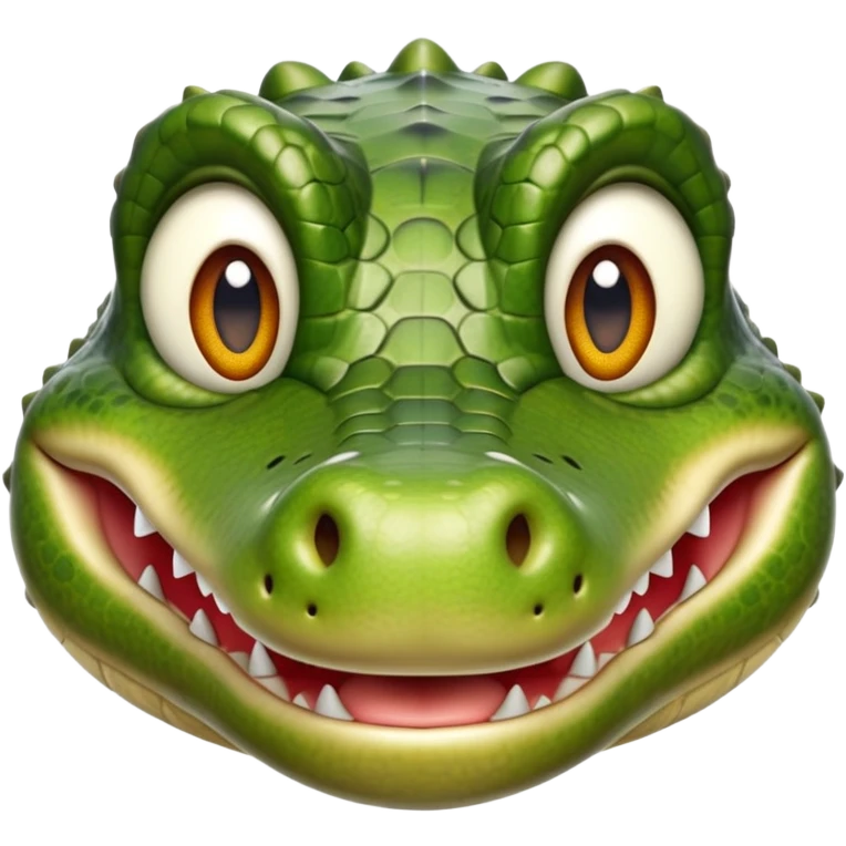 cinematic-realistic-cute-crocodile-portrait-emoji,-head-tilted-playfully-and-inquisitively,-featuring-a-robust,-well-defined-build-with-intricately-detailed,-glossy-olive-green-scales-and-a-surprisingly-endearing-face-with-round,-sparkling eyes emoji