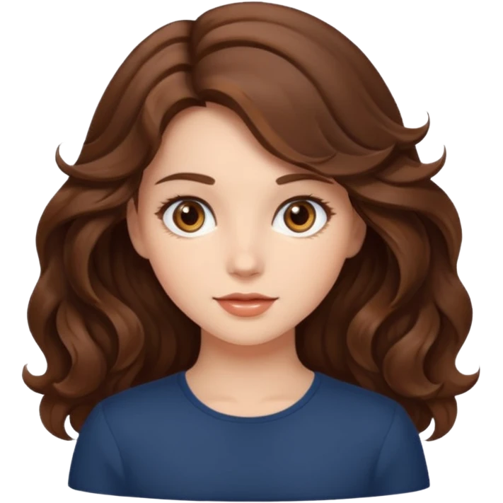 a beautiful girl with wavy volumes brown hair emoji