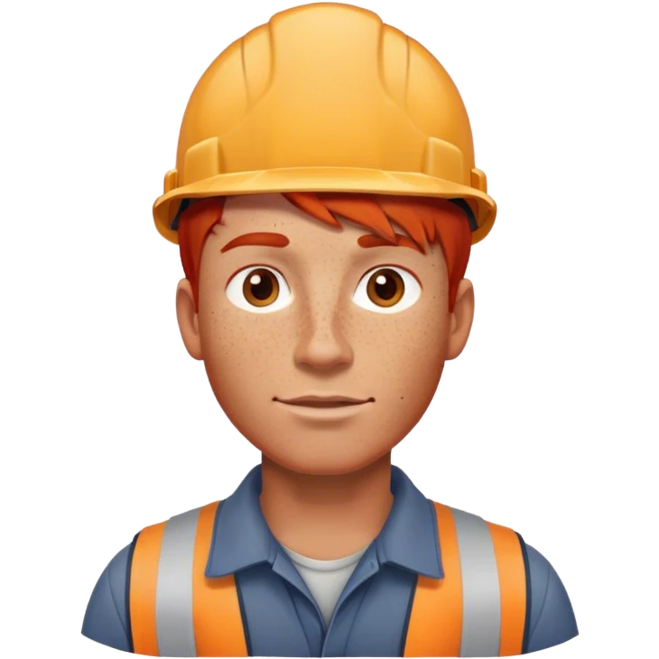 male construction worker with red hair and freckles emoji